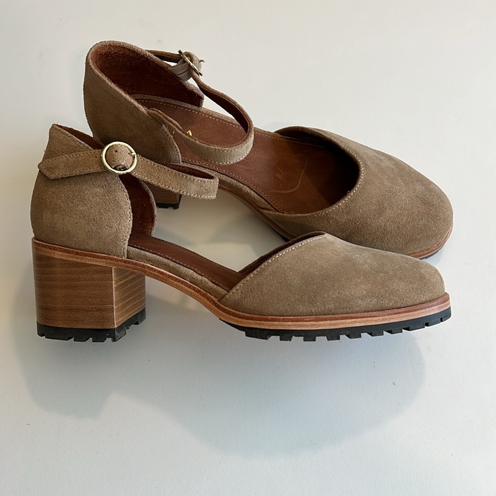 Patina - leather heeled Mary Jane’s, clogs, suede - Picture 2 of 14